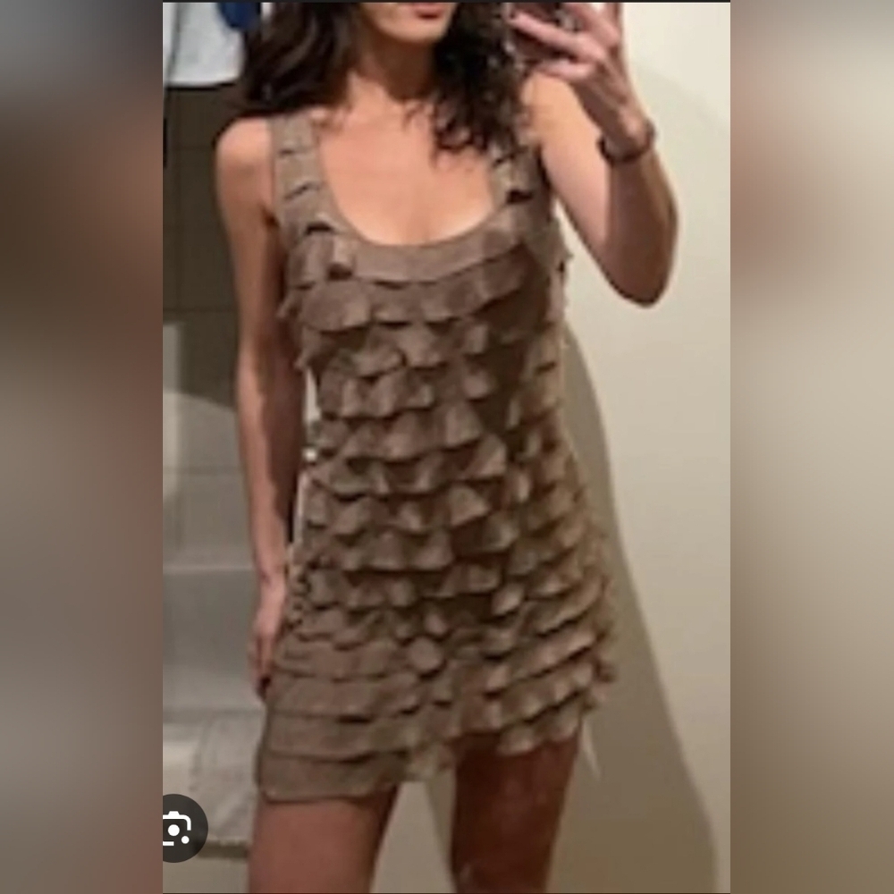 INC International Concepts Textured Brown Mini Dress